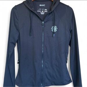 Hawaiian Island Creations Women's Black Zip up Hoodie UPF 50 Sunshirt Vacation